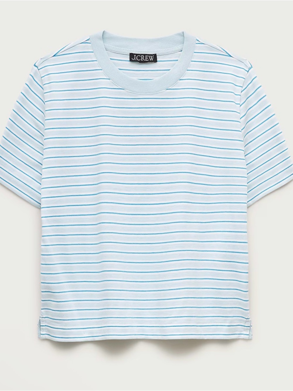 J.Crew Boyfriend jersey relaxed cropped T-shirt in Prim Stripe Deco Ivory S